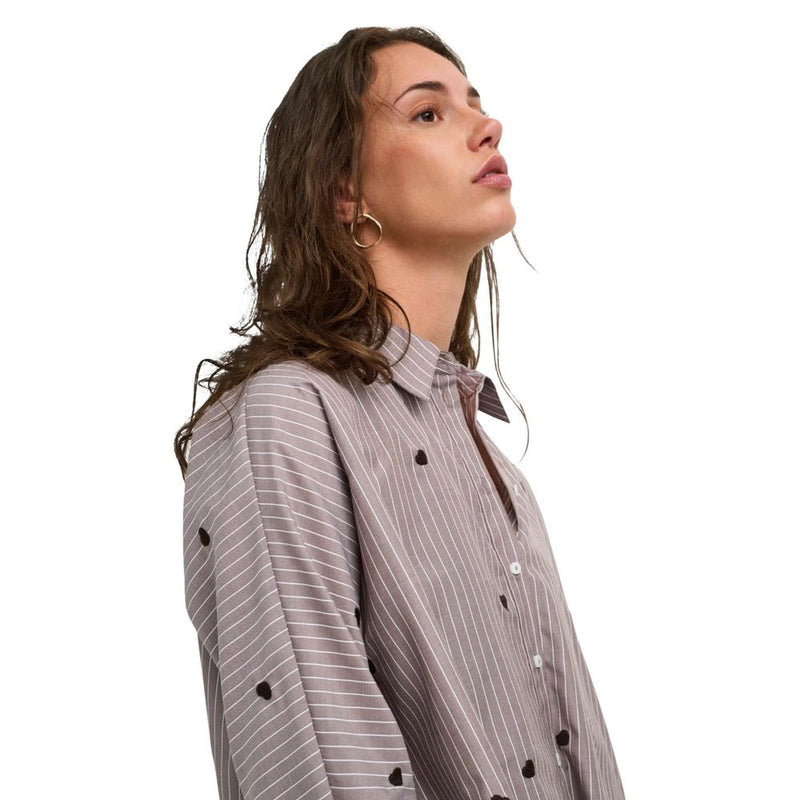 Only Brown Recycled Polyester Blouse - LINA GRACE STR EMB SHIRT