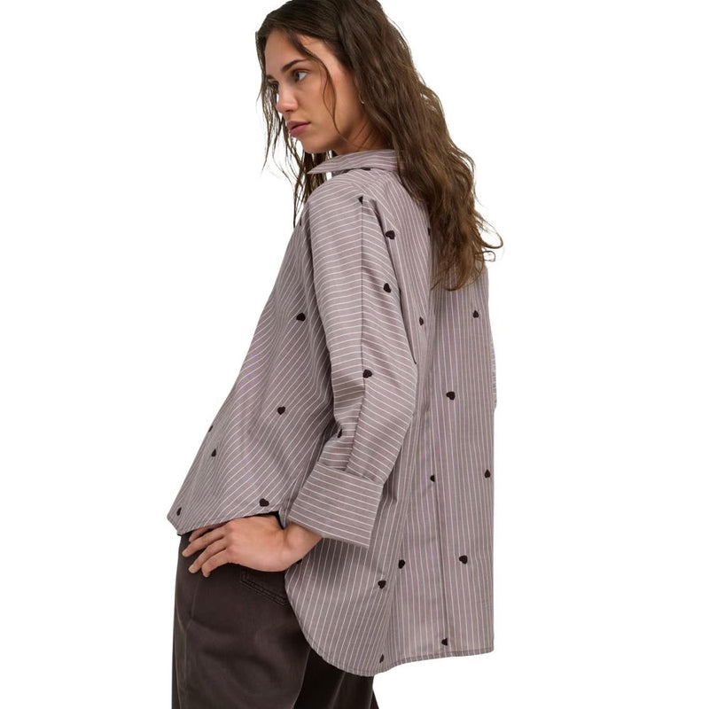 Only Brown Recycled Polyester Blouse - LINA GRACE STR EMB SHIRT