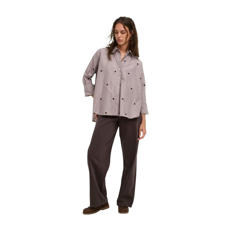 Only Brown Recycled Polyester Blouse - LINA GRACE STR EMB SHIRT