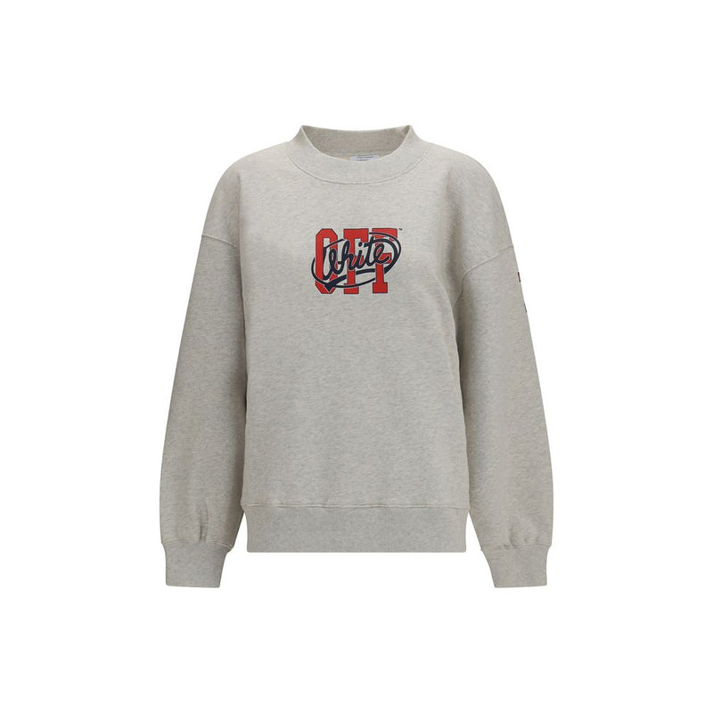 Off-White Gray Cotton Sweatshirt - Oversized Fit