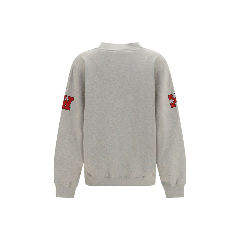 Off-White Gray Cotton Sweatshirt - Oversized Fit