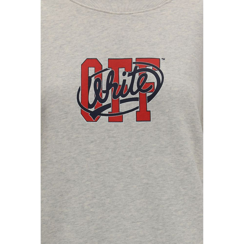 Off-White Gray Cotton Sweatshirt - Oversized Fit