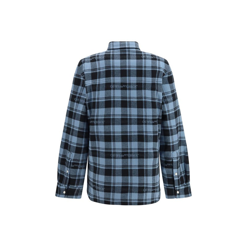 Off-White Blue Cotton Full-Length Jacket for Women
