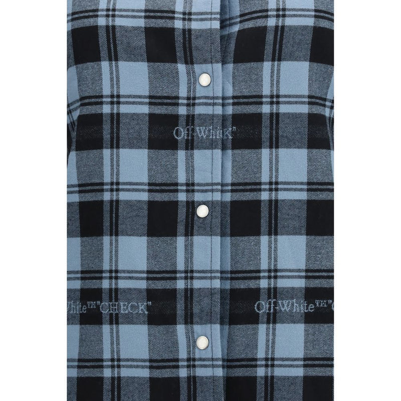 Off-White Blue Cotton Full-Length Jacket for Women