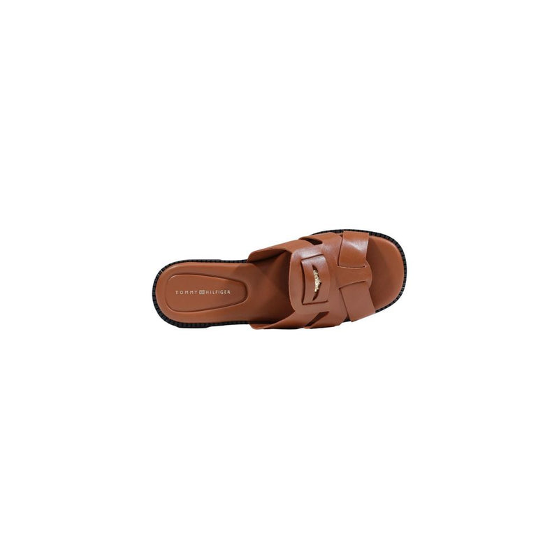Tommy Hilfiger Brown Leather Flat Sandals for Women
