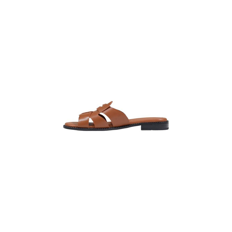Tommy Hilfiger Brown Leather Flat Sandals for Women