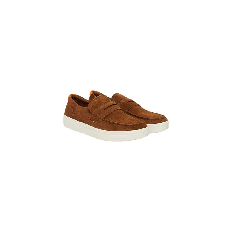 Tommy Hilfiger Brown Suede Leather Slip-On Loafers for Men