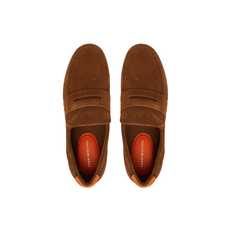 Tommy Hilfiger Brown Suede Leather Slip-On Loafers for Men