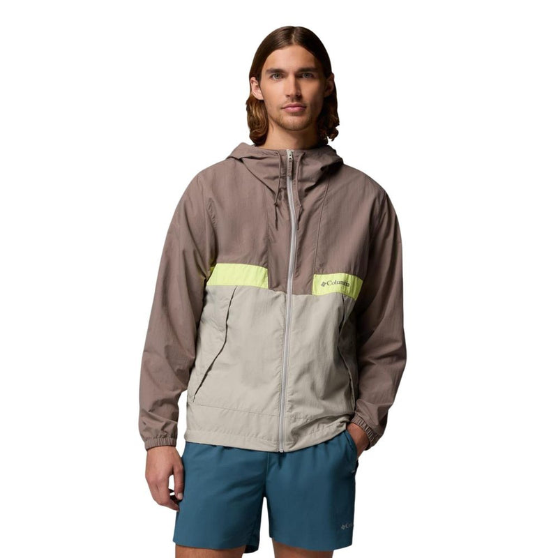 Columbia Spire Valley Hooded Windbreaker - Gray Nylon Shell Jacket