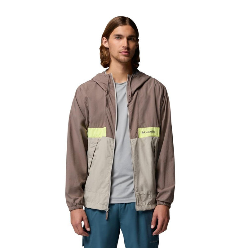 Columbia Spire Valley Hooded Windbreaker - Gray Nylon Shell Jacket