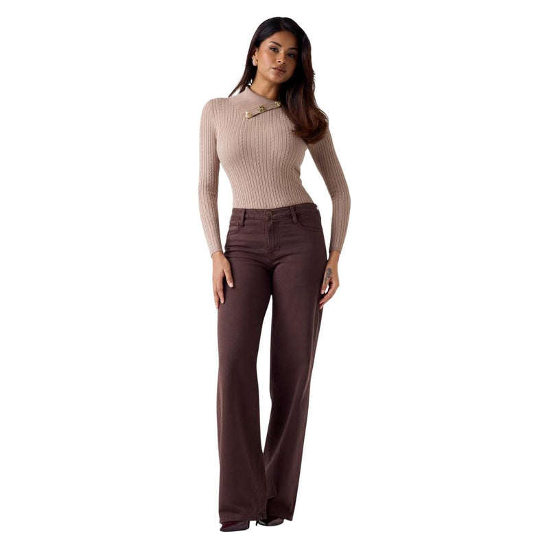 Guess Brown Lyocell Flared Pants for Women