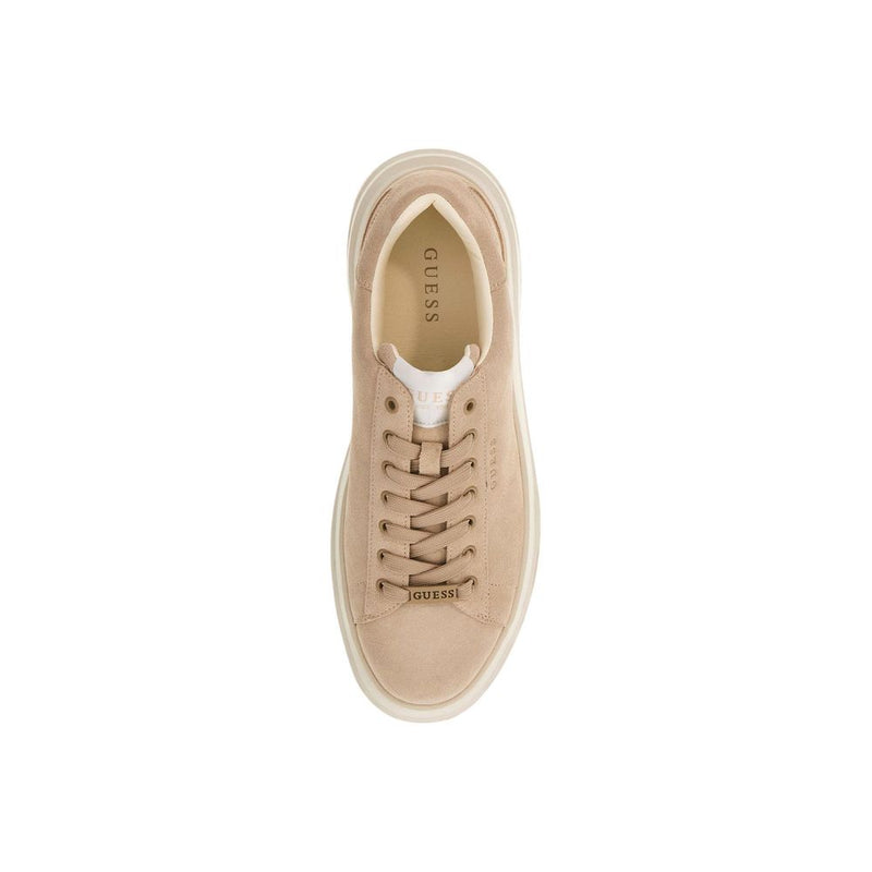 Guess ELBA Beige Suede Leather Low Top Sneakers for Men