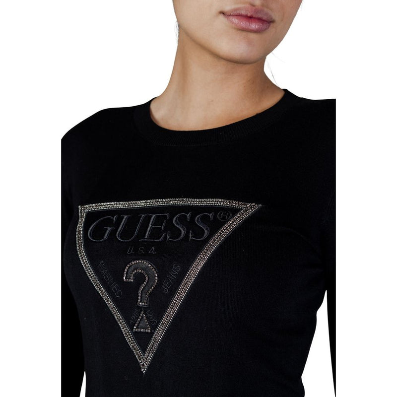 Guess Black Viscose Sweatshirt - LS CN SASHA TRIANGLE LOGO
