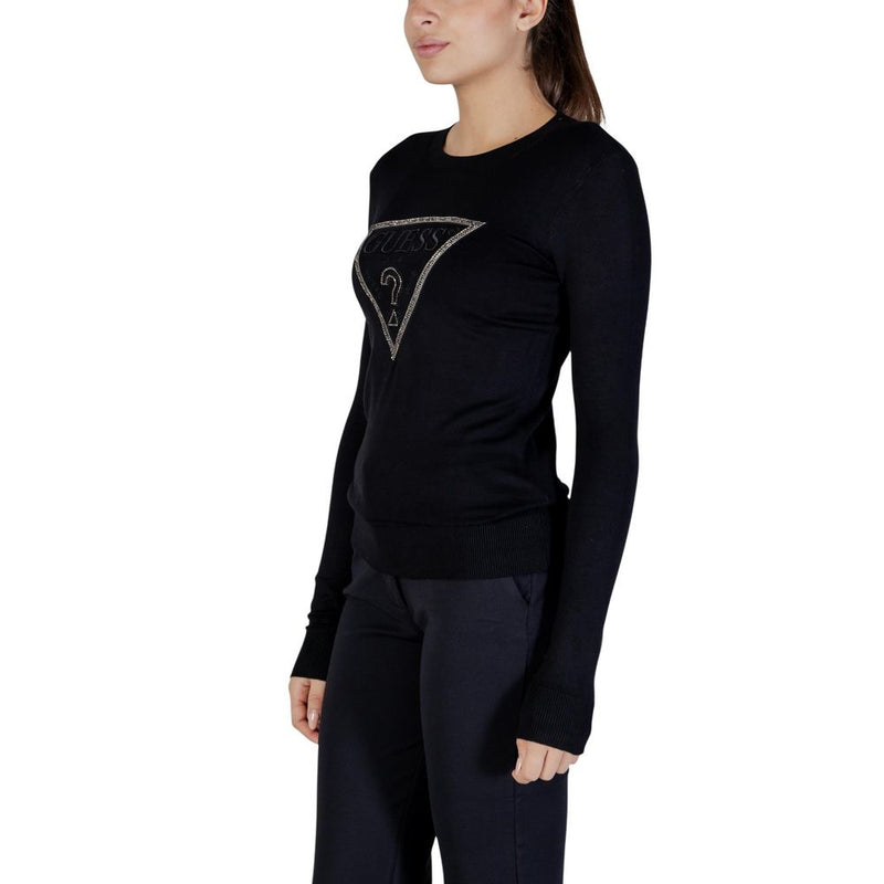Guess Black Viscose Sweatshirt - LS CN SASHA TRIANGLE LOGO