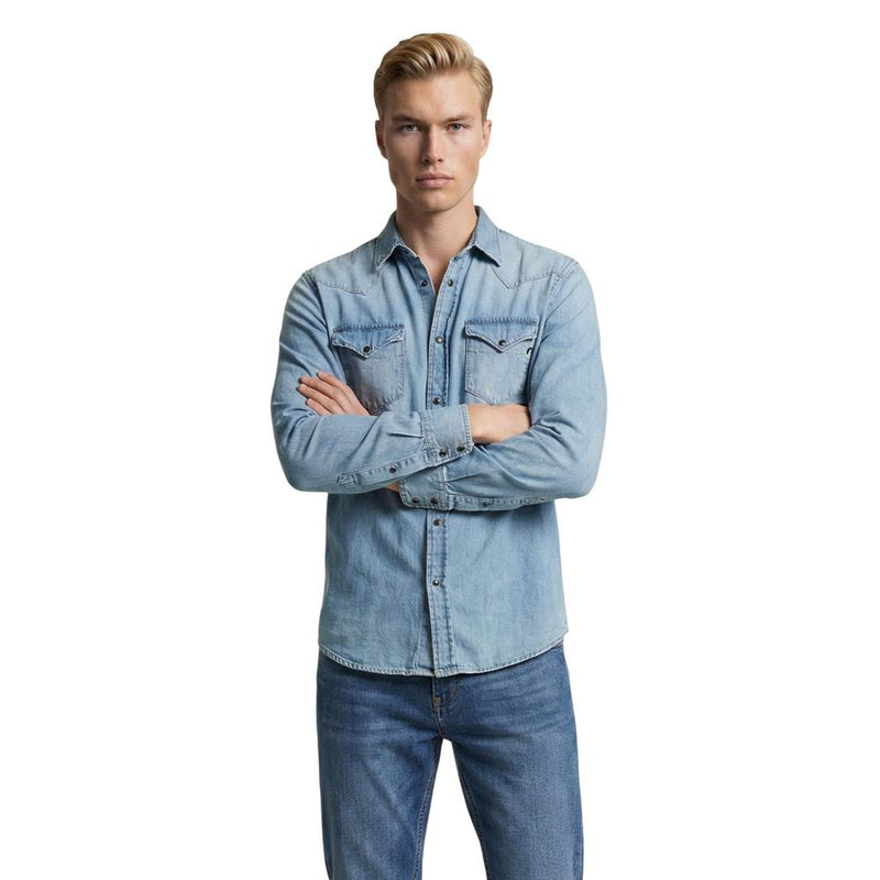 Replay Light Blue Denim Shirt for Men - Regular Fit