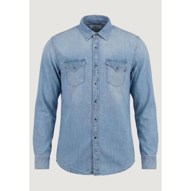 Replay Light Blue Denim Shirt for Men - Regular Fit