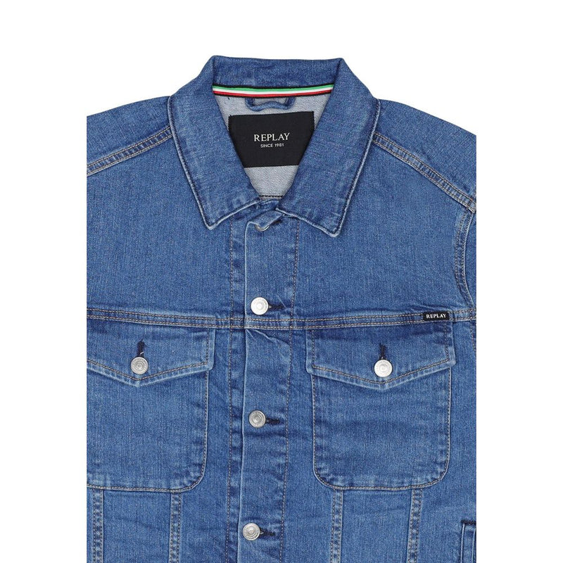 Replay Blue Cotton Denim Jacket REGULAR MV868