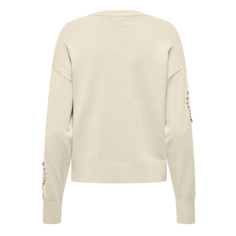 Only Cream Viscose Sweatshirt with Heart Embellishments
