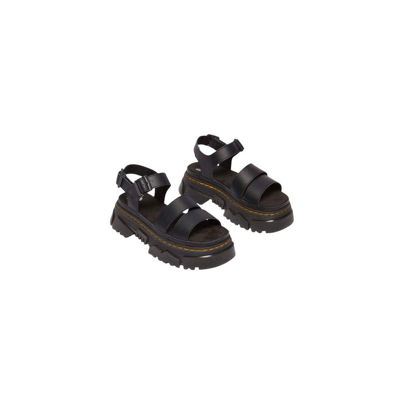 Dr. Martens Mattison 2s Athena Black Leather Flat Sandals