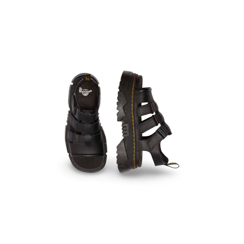 Dr. Martens Mattison 3s Black Leather Platform Sandals