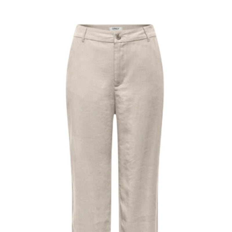 Only Onlaris Life Mw Straight Pants in Beige for Women