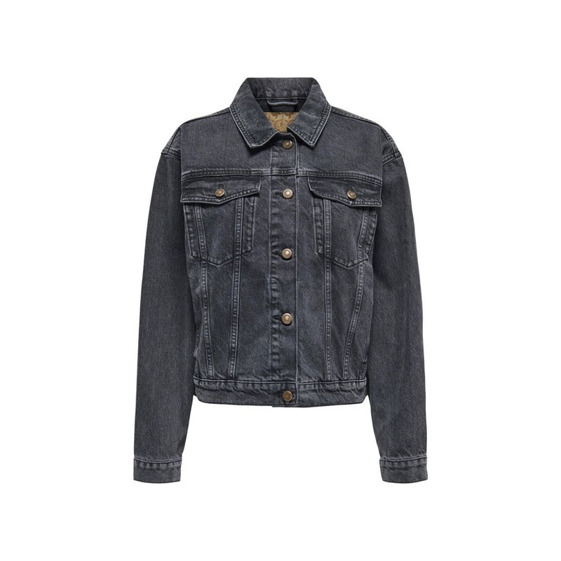 Only Onlharper Black Cotton Denim Jacket for Women