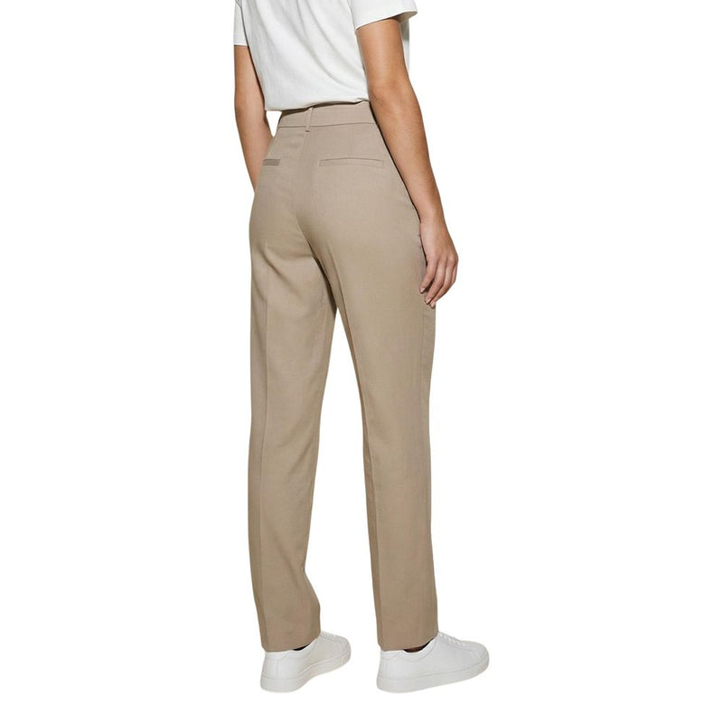 Only Beige Viscose Onlaris Life Mw Straight Pants for Women