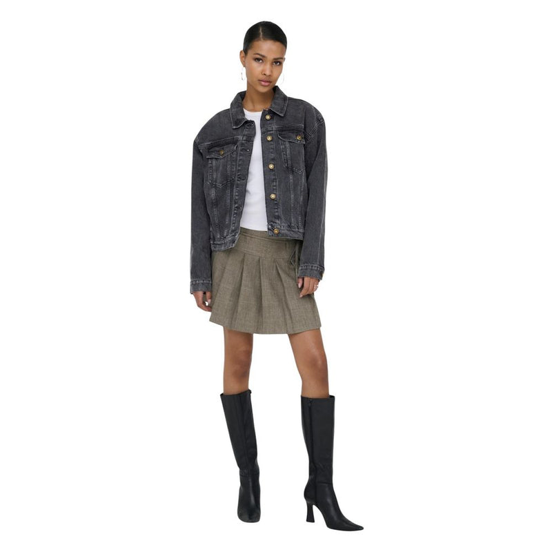 Only Onlharper Black Cotton Denim Jacket for Women