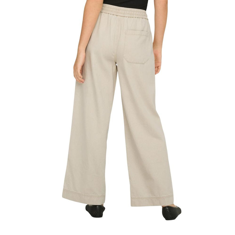 Only Cream Cotton Flared Pants - Onlmaisa Hw Pull-Up Wide Pnt