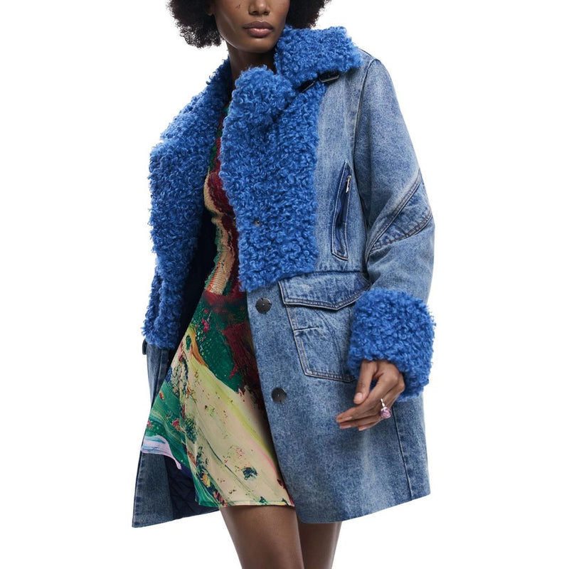 Desigual REPIRSE_CHAQ_MOONLIGH Blue Cotton Coat for Women