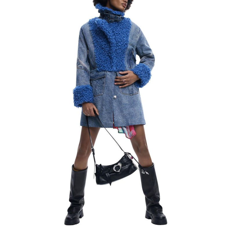 Desigual REPIRSE_CHAQ_MOONLIGH Blue Cotton Coat for Women