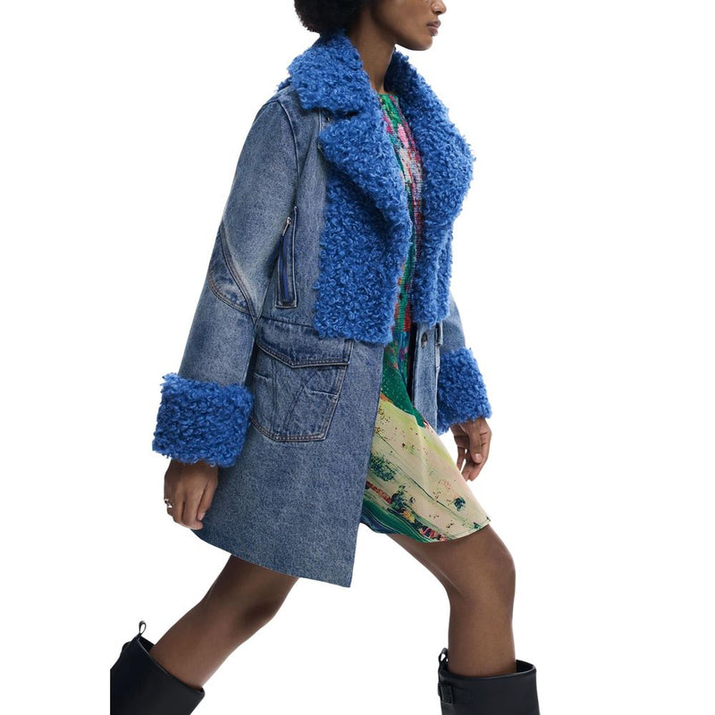 Desigual REPIRSE_CHAQ_MOONLIGH Blue Cotton Coat for Women
