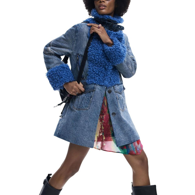Desigual REPIRSE_CHAQ_MOONLIGH Blue Cotton Coat for Women