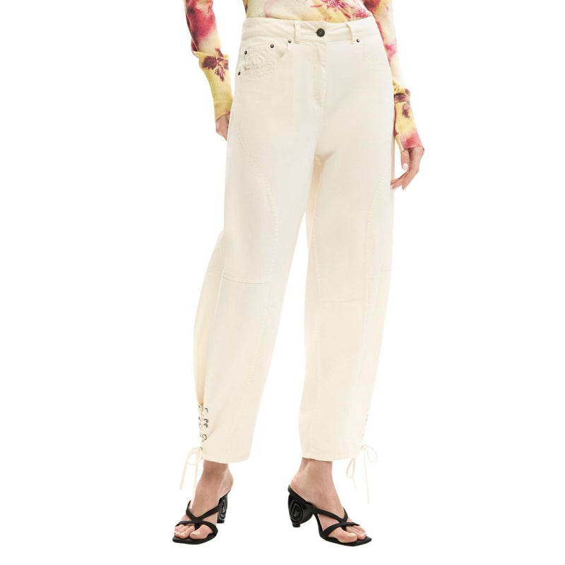 Desigual PANT_TROY Beige Cotton Casual Pants for Women