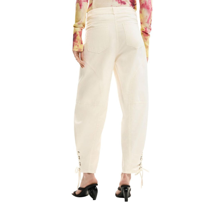 Desigual PANT_TROY Beige Cotton Casual Pants for Women