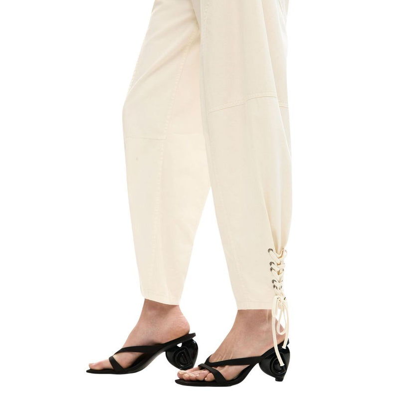 Desigual PANT_TROY Beige Cotton Casual Pants for Women