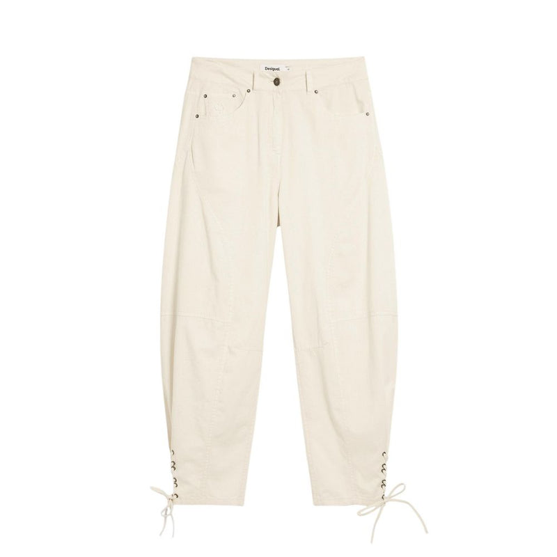 Desigual PANT_TROY Beige Cotton Casual Pants for Women