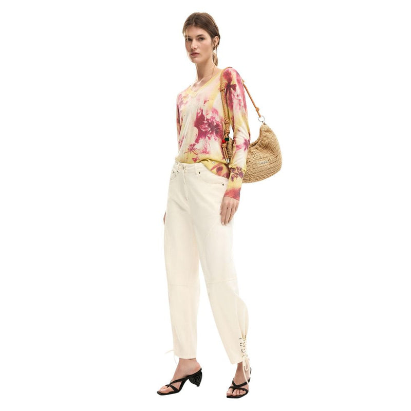 Desigual PANT_TROY Beige Cotton Casual Pants for Women