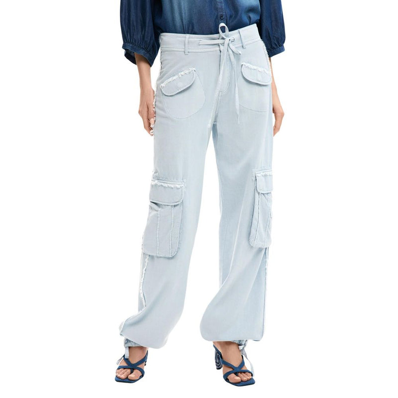 Desigual PANT_VILLAGE Blue Cotton Casual Pants for Women