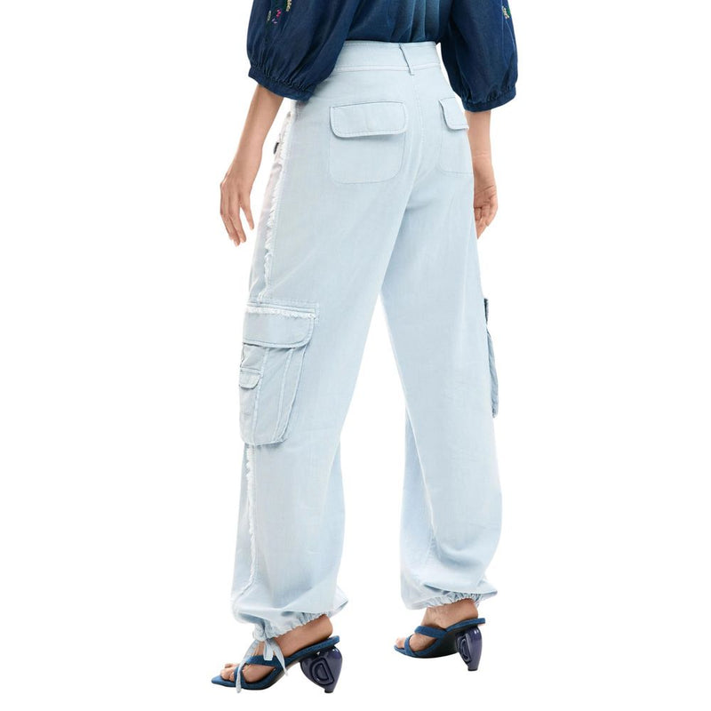 Desigual PANT_VILLAGE Blue Cotton Casual Pants for Women