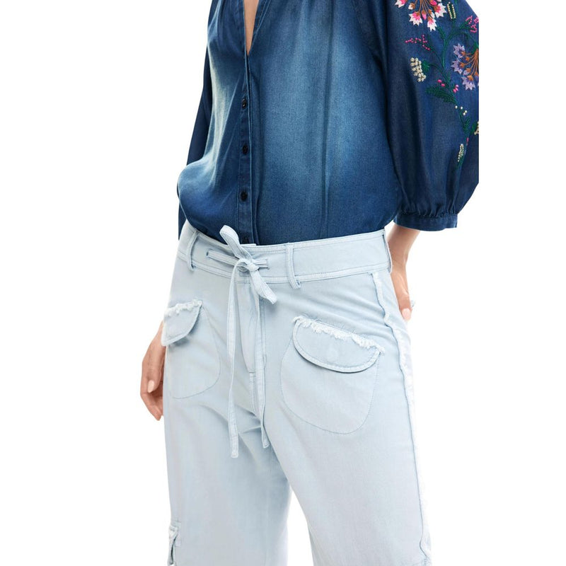 Desigual PANT_VILLAGE Blue Cotton Casual Pants for Women