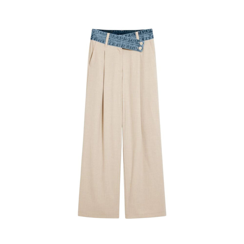Desigual Beige Viscose Flared Pants - Women's Bootcut Trousers