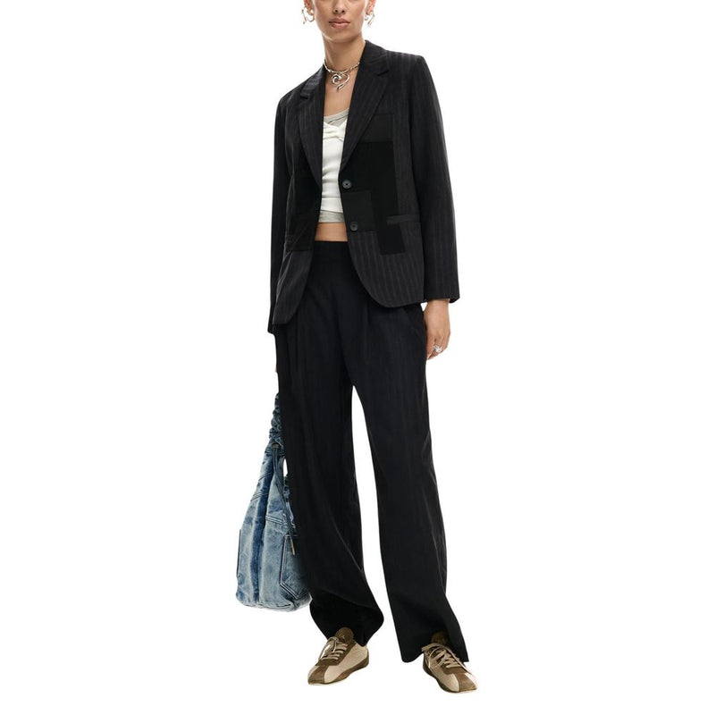 Desigual PANT_MERLI - Pantalon Noir en Polyester pour Femme