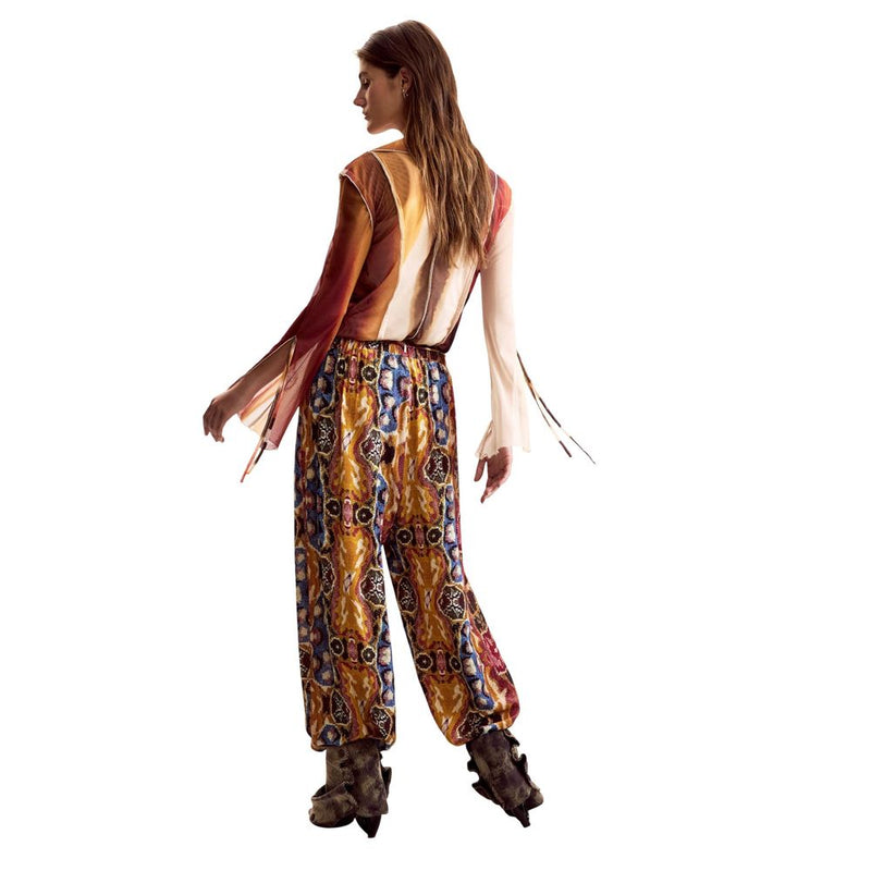 Desigual PANT_BEATTLE PALAZZ Orange Viscose Casual Pants