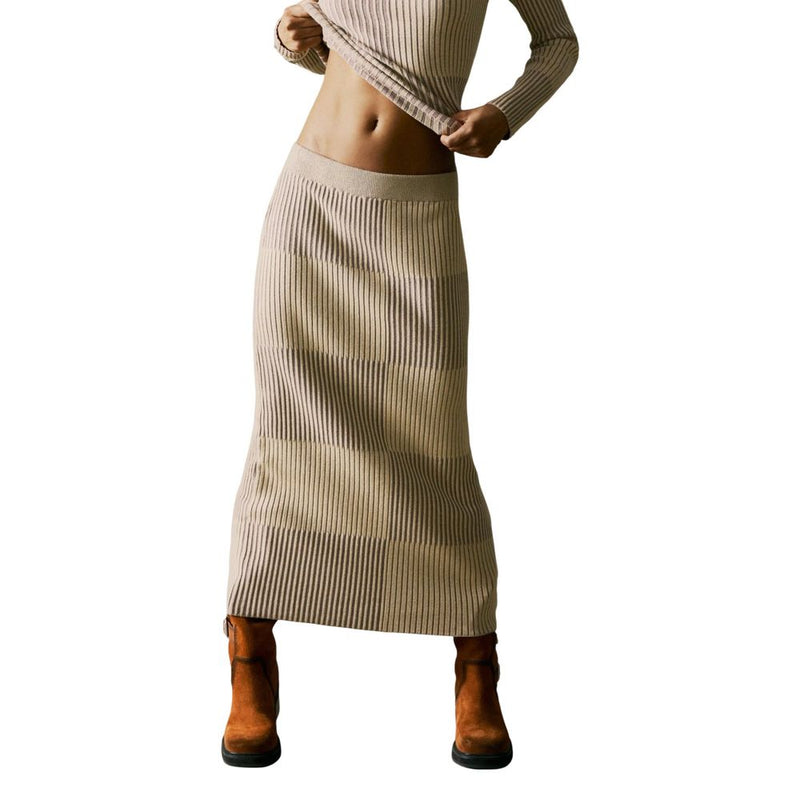 Desigual REPRIS FAL ABERFELDY Beige Viscose Long Skirt