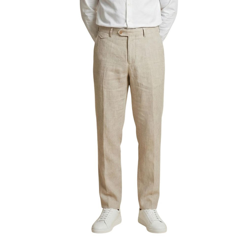 Gianni Lupo Beige Linen Casual Pants for Men