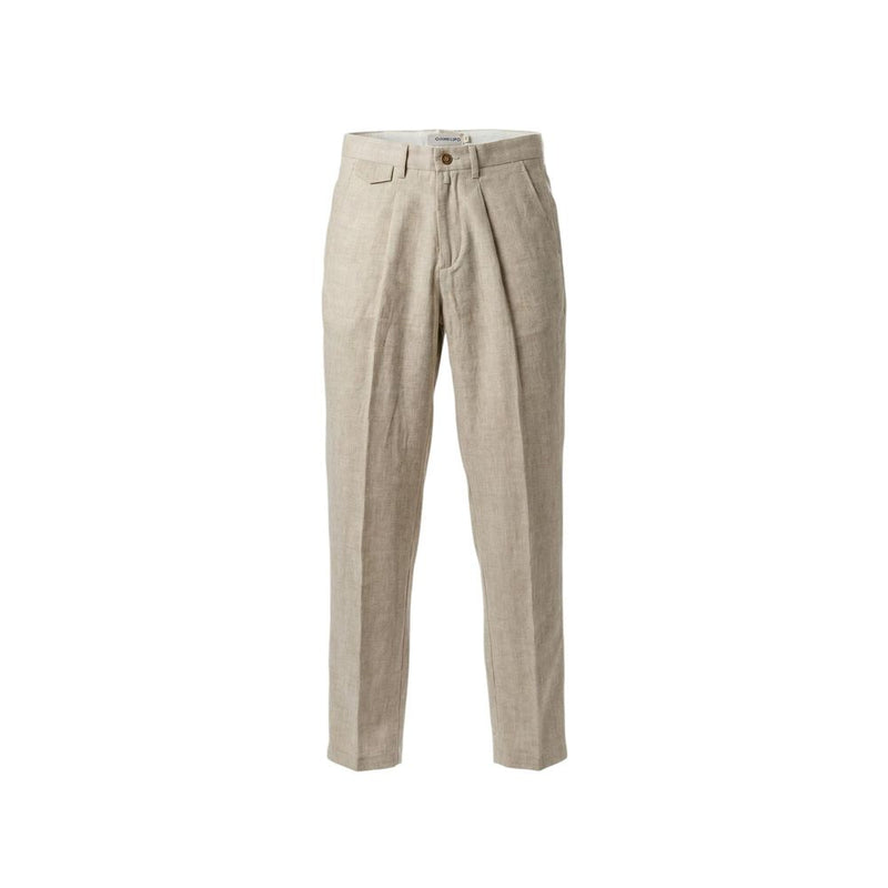 Gianni Lupo Beige Linen Casual Pants for Men