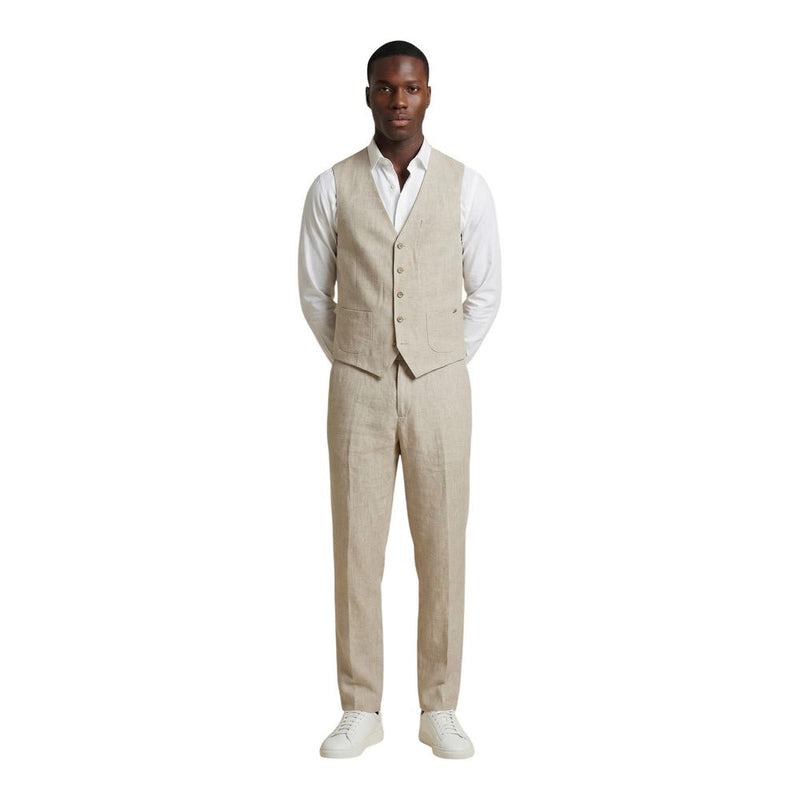 Gianni Lupo Beige Linen Casual Pants for Men