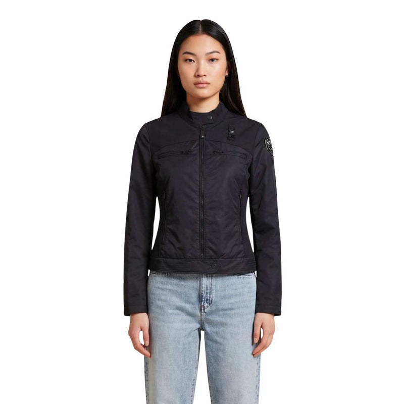 Blauer Black Polyamide Biker Jacket for Women