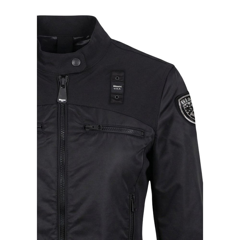 Blauer Black Polyamide Biker Jacket for Women